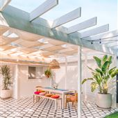 Colorful Designer Bungalow and Spacious Tropical Backyard