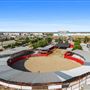Rodeo riding arena, outdoor venue w stables