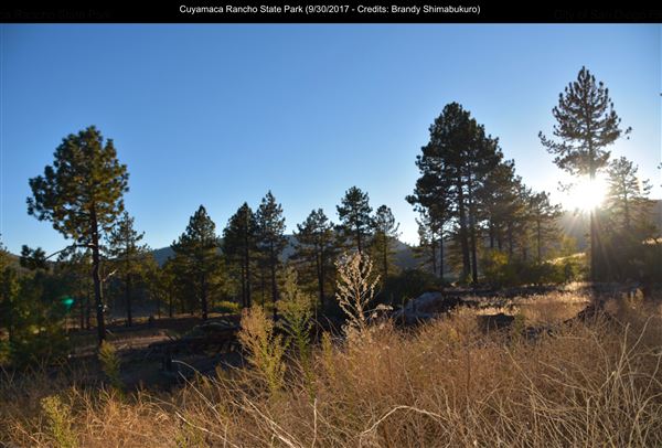 Cuyamaca Rancho State Park (SP), Lake Cuyamaca and Grand Valley Rapids (9/30/2017 - Credits: Brandy Shimabukuro)