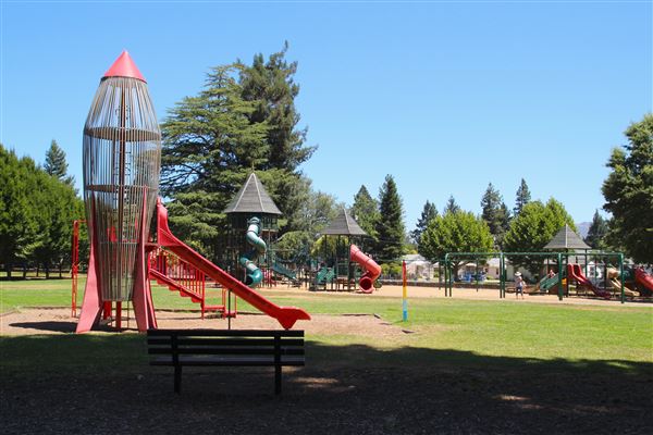 Todd Grove Park - Iconic rocketship with slide recently installed. (7/11/2017 - Credits: Kellen Lim)