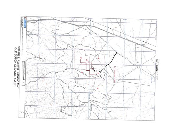 Cudahy's Old Dutch Cleanser Mine (Located within Red Rock Canyon State Park) - Regional Location Map (11/5/2024 - Credits: MATCON Corporation)