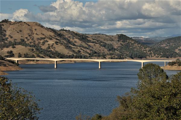 New Melones Reservoir and Stevnot Bridge (7/28/2025 - Credits: U.S. Bureau of Reclamation)