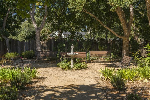 Rancho San Andres Castro Adobe Park Property - Garden; Fountain; Fence (9/20/2015 - Credits: Brian Baer)