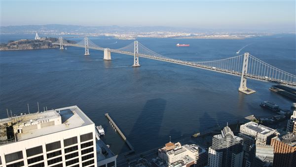 San Francisco Skyline Views (8/31/2022 - Credits: "The San Francisco-Oakland Bay Bridge" byInvadingInvader (CC BY-SA 4.0)[https://creativecommons.org/licenses/by-sa/4.0/]https://en.wikipedia.org/wiki/San_Francisco#/media/File:Bay_Bridge_2022.jpg)