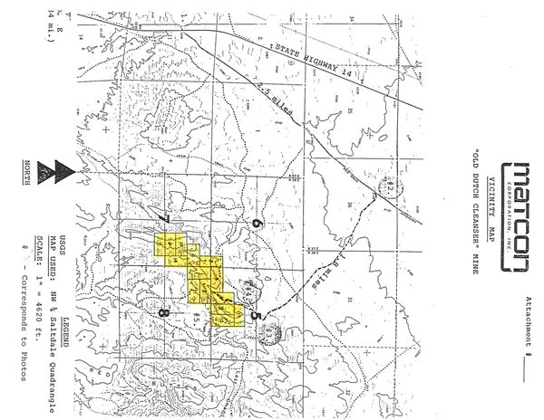 Cudahy's Old Dutch Cleanser Mine (Located within Red Rock Canyon State Park) - Vicinity Map (11/5/2024 - Credits: MATCON Corporation)