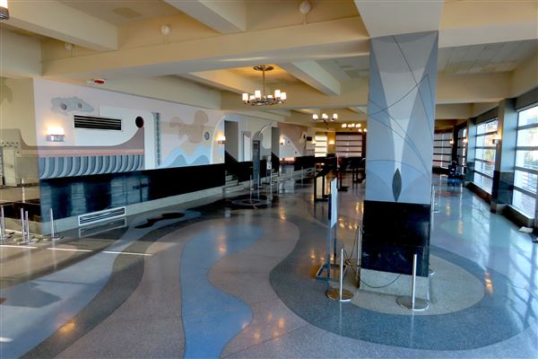 San Francisco Maritime National Historical Park - The third floor of the Maritime Museum features abstract murals and flooring designed by Richard Ayer (12/19/2024 - Credits: NPS/J.Woerner)