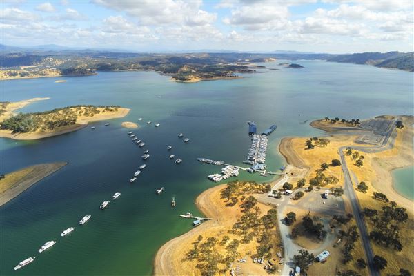 New Melones Reservoir and Stevnot Bridge (7/28/2025 - Credits: U.S. Bureau of Reclamation)