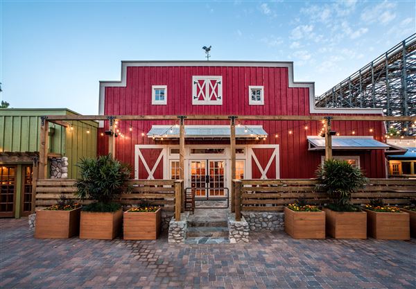 Knott's Berry Farm & Knott's California Marketplace - Patio Entrance (5/20/2025 - Credits: Six Flags Entertainment Corporation)