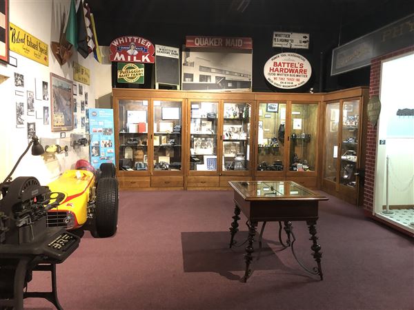 Whittier Museum (3/14/2019 - Credits: Among the photos is an original black & white of the museum building as it looked during the 1960s after the telephone company closed. The current state features a colorful mural on the front. All other photos include the interior exhibits.)