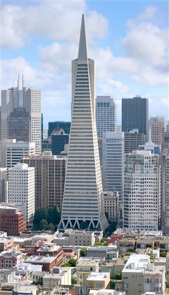 San Francisco Skyline Views (6/18/2006 - Credits: "Transamerica Pyramid" by Daniel Schwen (CC BY-SA 2.5)[https://creativecommons.org/licenses/by-sa/2.5/]https://en.wikipedia.org/wiki/San_Francisco#/media/File:SF_Transamerica_full_CA.jpg)