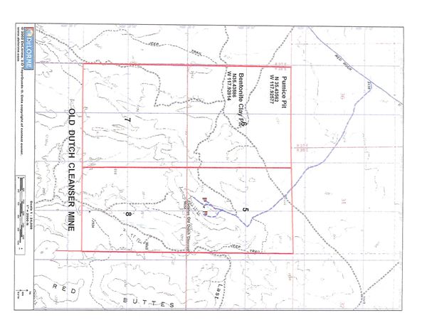 Cudahy's Old Dutch Cleanser Mine (Located within Red Rock Canyon State Park) - Vicinity Map (11/5/2024 - Credits: MATCON Corporation)