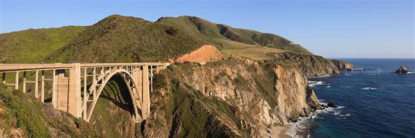 Bixby Creek Bridge - Highway 1 (5/30/2011 - Credits: King of Hearts / Wikimedia Commons / CC-BY-SA-3.0 [GFDL (http://www.gnu.org/copyleft/fdl.html) or CC BY-SA 3.0 (http://creativecommons.org/licenses/by-sa/3.0)], via Wikimedia Commons)