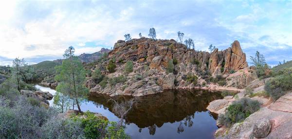 Pinnacles National Park - NPS (1/15/2016 - Credits: "California - Pinnacles National Park Panorama" by Tom Stromer (CC BY-NC 2.0)[https://creativecommons.org/licenses/by-nc/2.0/legalcode]https://www.flickr.com/photos/97627531@N07/)