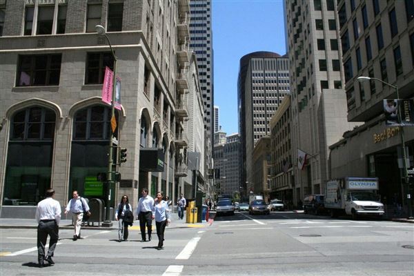 Financial District, San Francisco - Pine St. at Sansome (10/29/2025 - Credits: San Francisco City & County Film Commission)