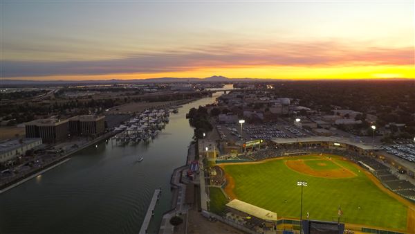 City of Stockton - Aerial sunset ballpark (7/28/2016 - Credits: Visit Stockton)