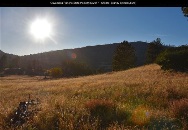 Cuyamaca Rancho State Park (SP), Lake Cuyamaca and Grand Valley Rapids (9/30/2017 - Credits: Brandy Shimabukuro)