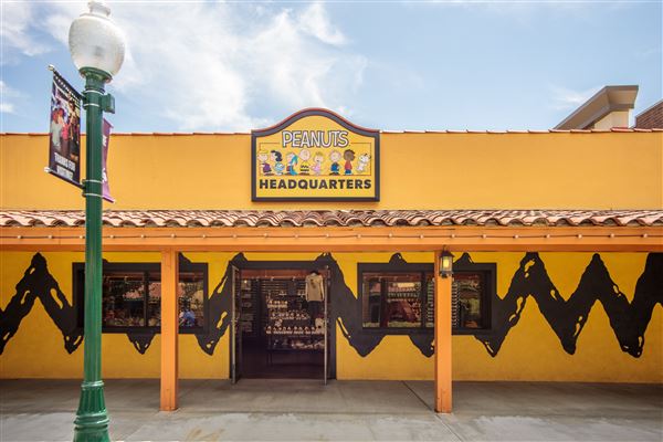 Knott's Berry Farm & Knott's California Marketplace - Peanuts Headquarters at Knott's California Marketplace (5/20/2025 - Credits: Six Flags Entertainment Corporation)