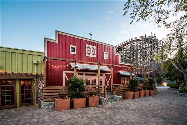 Knott's Berry Farm & Knott's California Marketplace - Patio Entrance (5/20/2025 - Credits: Six Flags Entertainment Corporation)