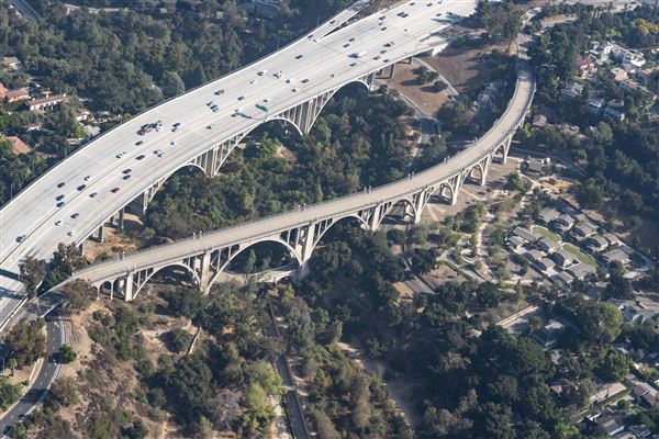 Colorado Street Bridge / Arroyo Seco (8/8/2025 - Credits: Pasadena Film Office)